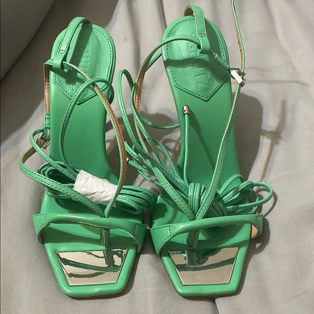 Schutz Green Strappy Sandals